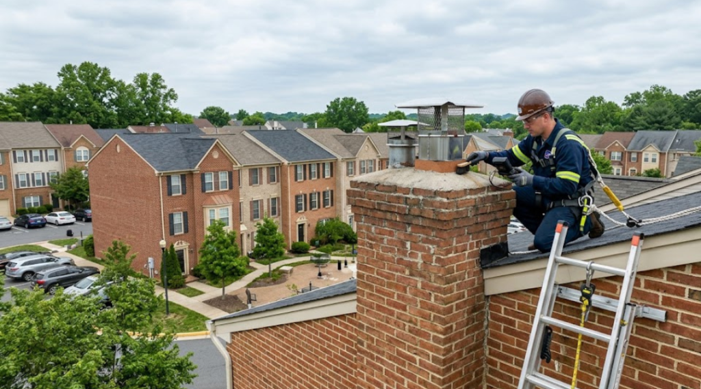 Chimney inspection on rental property in DC metro area showing code compliance across Virginia, DC, and Maryland jurisdictions