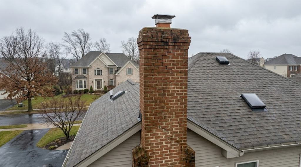 Chimney in Loudoun County exposed to freeze thaw cycles and moisture affecting brick durability and vent performance