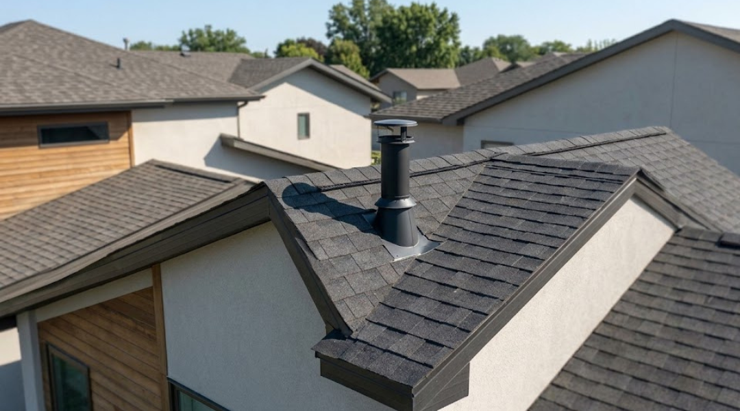 Short chimney vent path with limited vertical rise causing weak draft performance in modern residential home